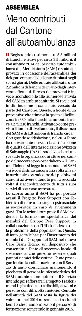 Corriere del Ticino 03.06.2015