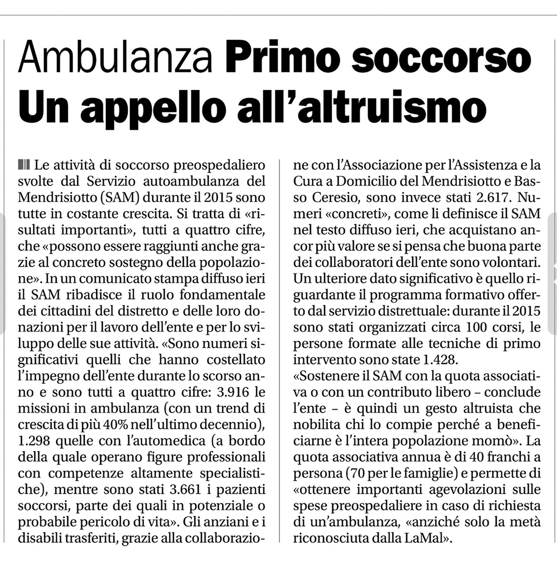 Corriere del Ticino 14.10.2016